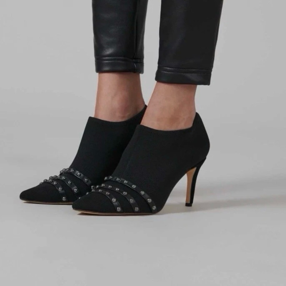 Anne Fontaine Musical Black Studded Pointed Toe High-Heel Booties size 38 US 8